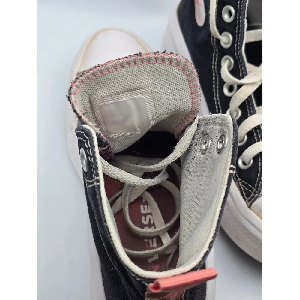 Converse Chucks All Star Move High Top Black Pink Kids Platform Sneakers 4.5